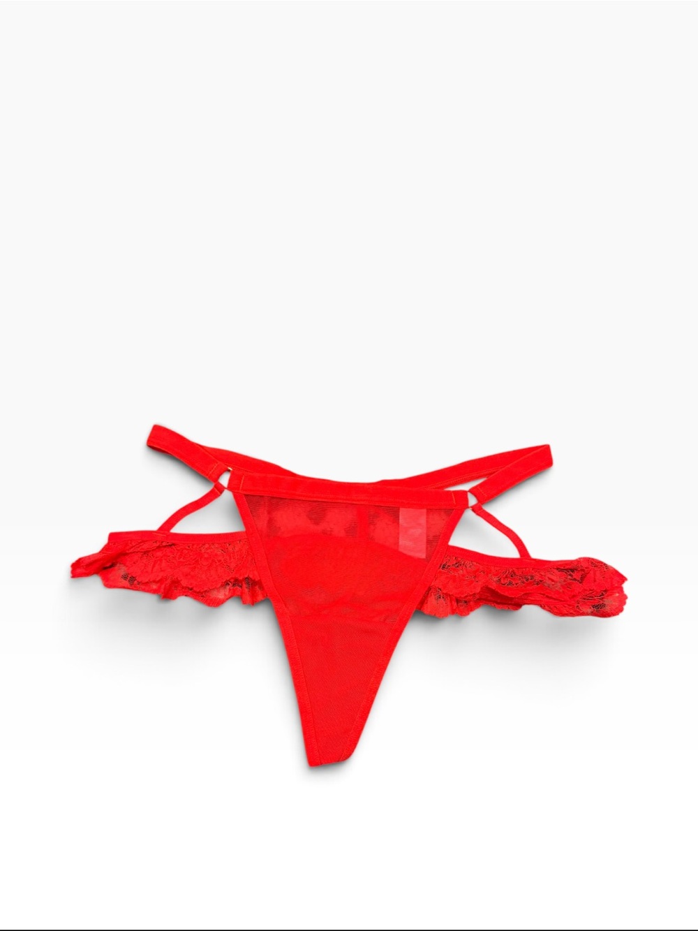 New. Women's Red Lace & Mesh tutu Thong Panty- sizes small and medium